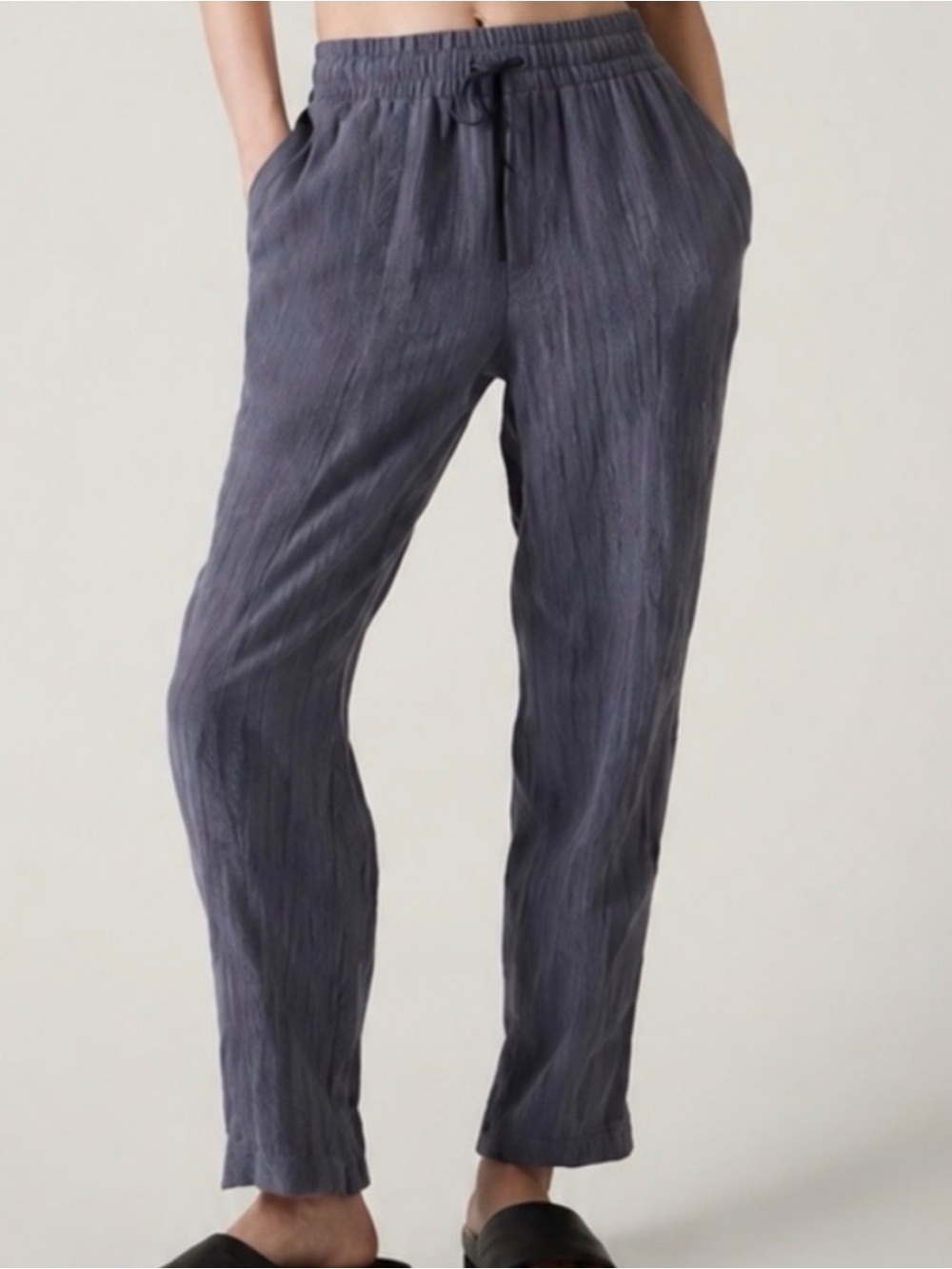 Athleta Retreat Linen Ankle Pants Size Medium Style 851027 Blue